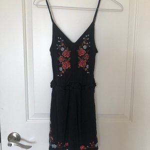 american eagle black floral romper